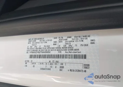 2026 Ford Transit-350 Passenger Van Xlt из США, поврежденный, VIN 1FBAX2Y82TKA55052